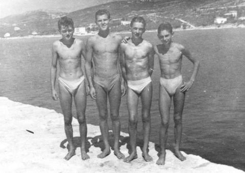 Štafeta 4x50 mješovito, Crikvenica 1950. Ivan Balaš, Antun Poleščuk, Tomislav Jagić i Zvonko  Bombel, prvak FNRJ